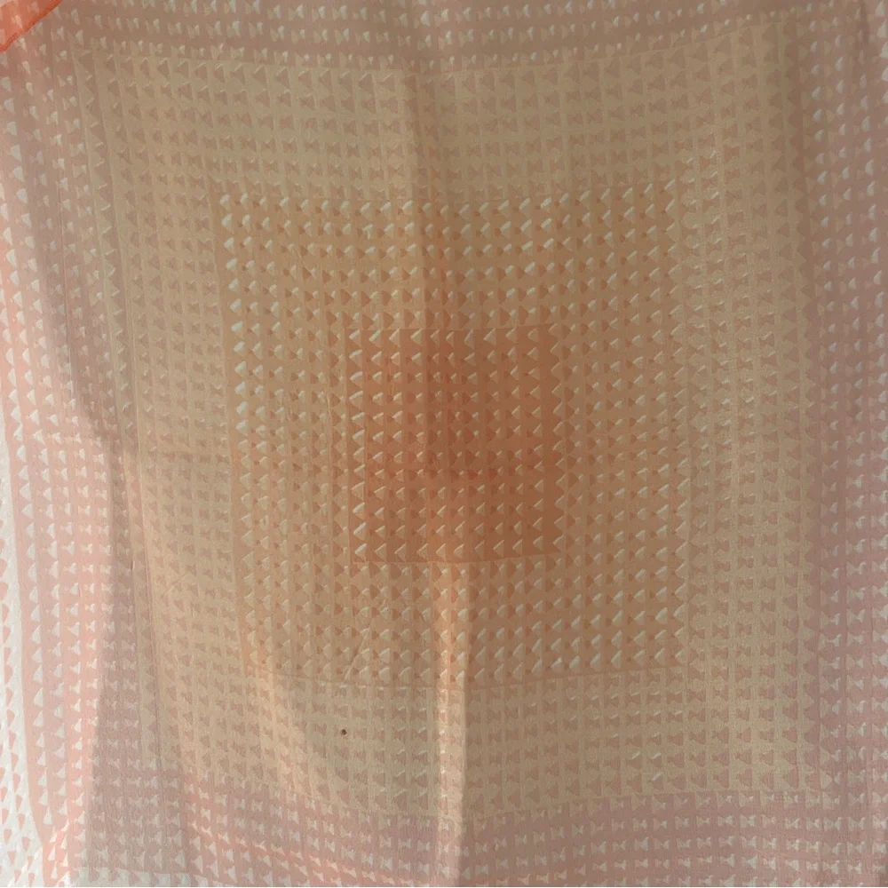 Sheer Orange and White Polka Dot Square Scarf Lightweight